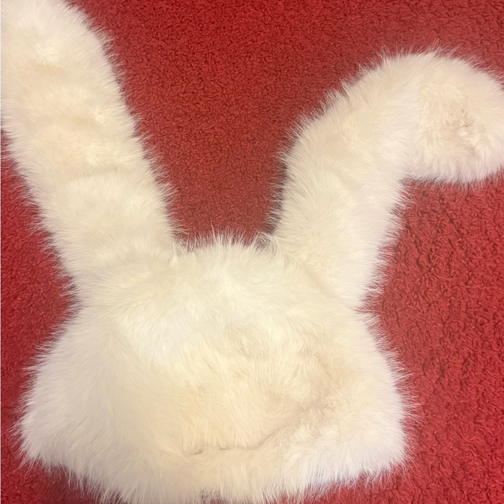 Fluffy White Bunny Ear Hat